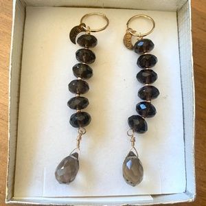 Hand-Beaded Designer Drop Down Gold Earrings